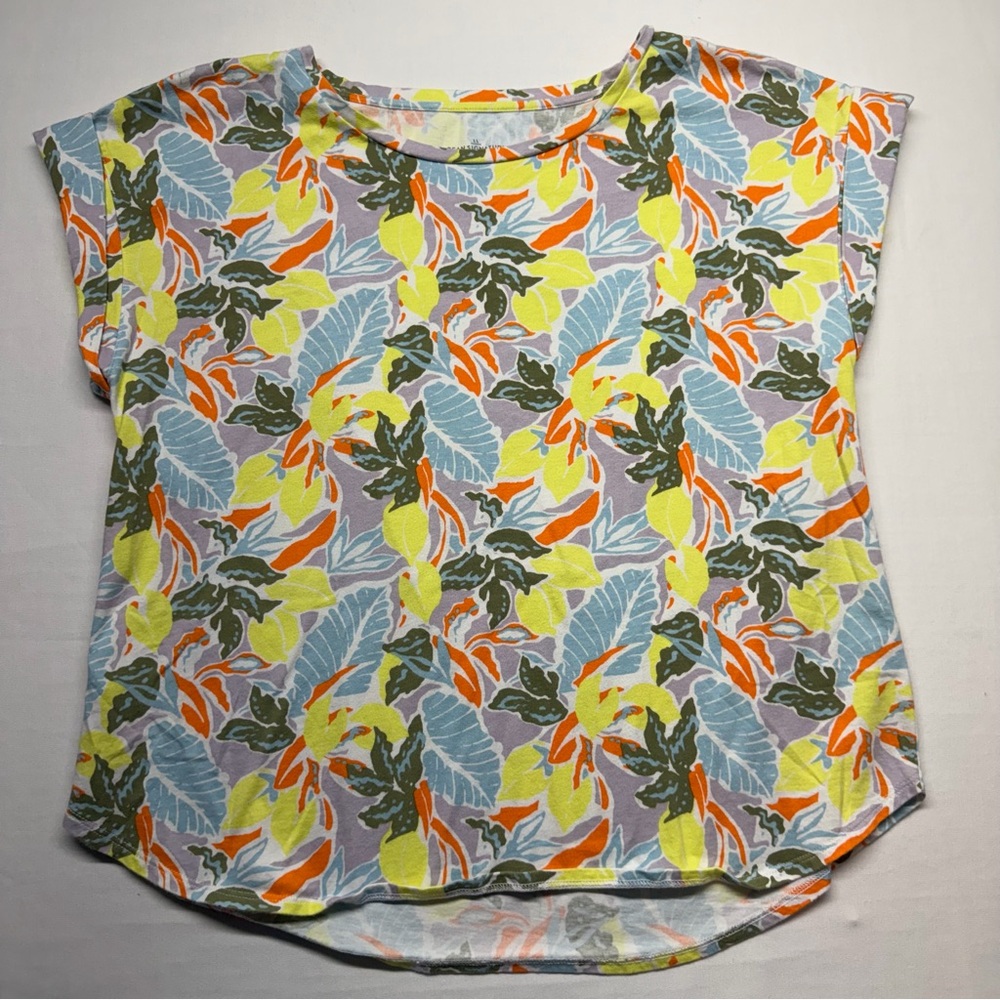 L.L.Bean Bean Signature Lemon Print Cotton Top Large Summer‎